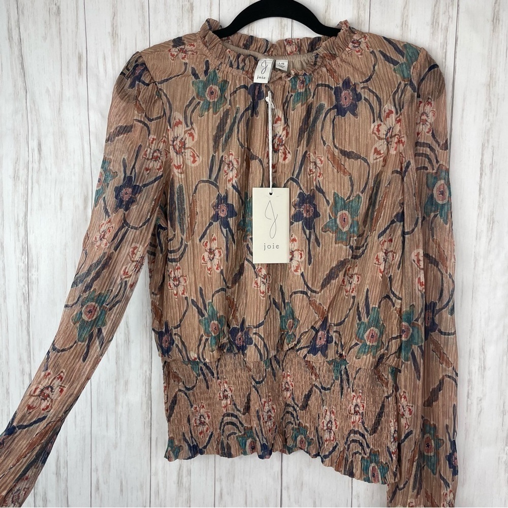 Joie NWT sparkle floral long sleeve top Large